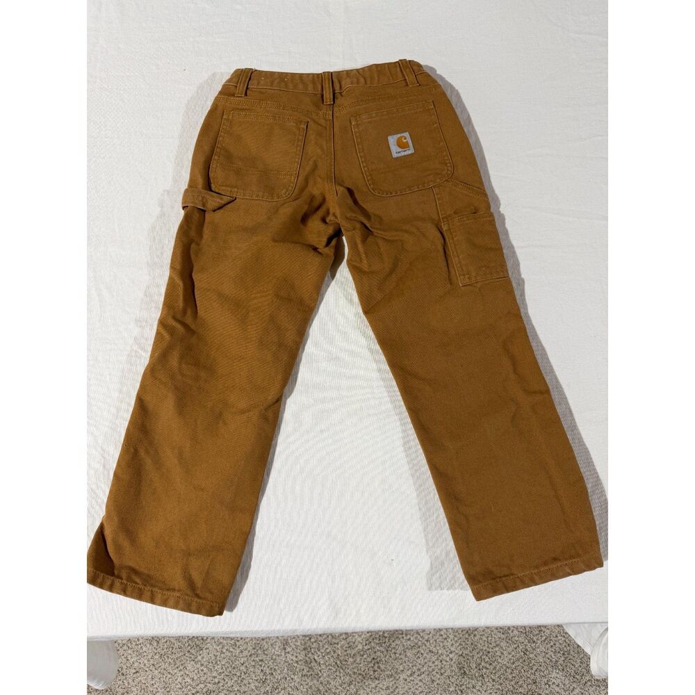 Carhartt Kids Size 8 Brown Duck Canvas Carpenter Pants Workwear Dungaree Boys